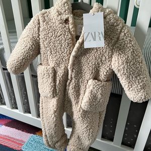 Zara Baby Hooded Sherpa Suit 3-6 mo—NWT